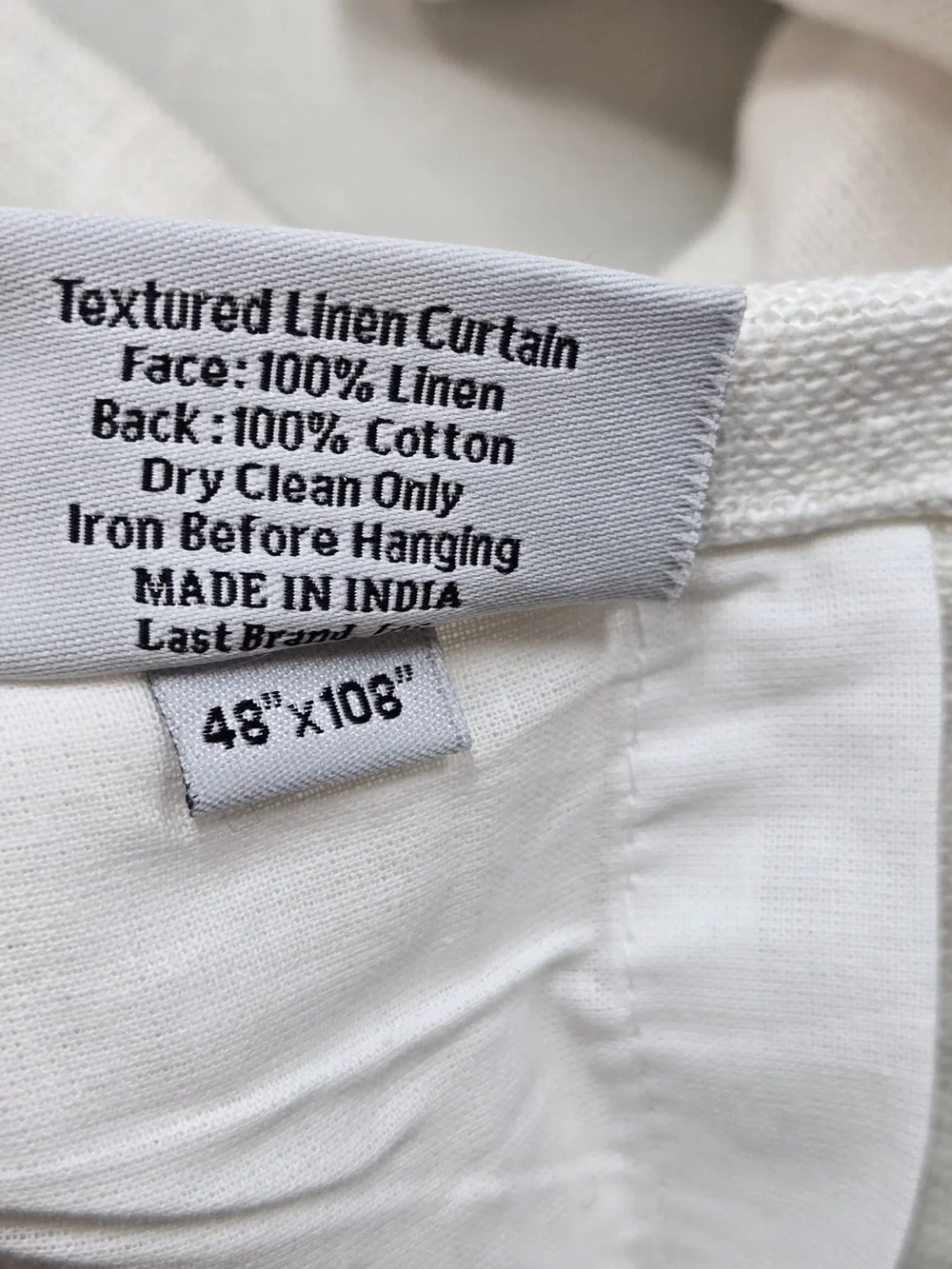 QUINCE Set Of 2 48x108 Heavyweight European Linen Curtains White 0231